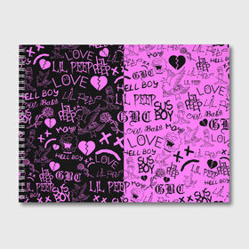 Альбом для рисования с принтом LIL PEEP LOGOBOMBING BLACK PINK в Екатеринбурге, 100% бумага
 | матовая бумага, плотность 200 мг. | lil peep | lil prince | pink | зарубежная музыка | лил пип | маленький принц