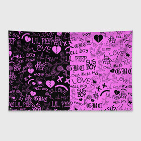 Флаг-баннер с принтом LIL PEEP LOGOBOMBING BLACK PINK в Екатеринбурге, 100% полиэстер | размер 67 х 109 см, плотность ткани — 95 г/м2; по краям флага есть четыре люверса для крепления | Тематика изображения на принте: lil peep | lil prince | pink | зарубежная музыка | лил пип | маленький принц