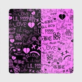 Магнит виниловый Квадрат с принтом LIL PEEP LOGOBOMBING BLACK PINK в Екатеринбурге, полимерный материал с магнитным слоем | размер 9*9 см, закругленные углы | lil peep | lil prince | pink | зарубежная музыка | лил пип | маленький принц