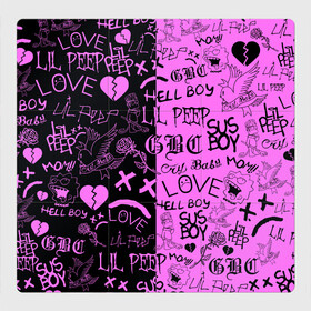 Магнитный плакат 3Х3 с принтом LIL PEEP LOGOBOMBING BLACK PINK в Екатеринбурге, Полимерный материал с магнитным слоем | 9 деталей размером 9*9 см | lil peep | lil prince | pink | зарубежная музыка | лил пип | маленький принц