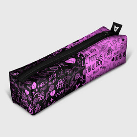 Пенал 3D с принтом LIL PEEP LOGOBOMBING BLACK PINK в Екатеринбурге, 100% полиэстер | плотная ткань, застежка на молнии | lil peep | lil prince | pink | зарубежная музыка | лил пип | маленький принц