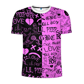 Мужская футболка 3D спортивная с принтом LIL PEEP LOGOBOMBING BLACK PINK в Екатеринбурге, 100% полиэстер с улучшенными характеристиками | приталенный силуэт, круглая горловина, широкие плечи, сужается к линии бедра | Тематика изображения на принте: lil peep | lil prince | pink | зарубежная музыка | лил пип | маленький принц