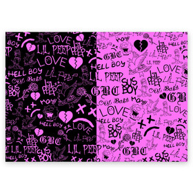Поздравительная открытка с принтом LIL PEEP LOGOBOMBING BLACK PINK в Екатеринбурге, 100% бумага | плотность бумаги 280 г/м2, матовая, на обратной стороне линовка и место для марки
 | Тематика изображения на принте: lil peep | lil prince | pink | зарубежная музыка | лил пип | маленький принц