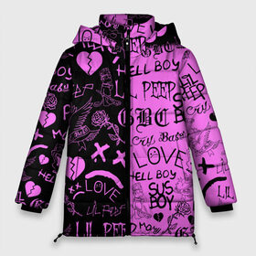 Женская зимняя куртка 3D с принтом LIL PEEP LOGOBOMBING BLACK PINK в Екатеринбурге, верх — 100% полиэстер; подкладка — 100% полиэстер; утеплитель — 100% полиэстер | длина ниже бедра, силуэт Оверсайз. Есть воротник-стойка, отстегивающийся капюшон и ветрозащитная планка. 

Боковые карманы с листочкой на кнопках и внутренний карман на молнии | Тематика изображения на принте: lil peep | lil prince | pink | зарубежная музыка | лил пип | маленький принц