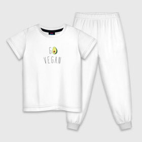 Детская пижама хлопок с принтом Go vegan #3 в Екатеринбурге, 100% хлопок |  брюки и футболка прямого кроя, без карманов, на брюках мягкая резинка на поясе и по низу штанин
 | avocado | go | govegan | vegan | vegetarian | авокадо | веган | веганство | вегетарианство