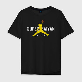 Мужская футболка хлопок Oversize с принтом Super Saiyan в Екатеринбурге, 100% хлопок | свободный крой, круглый ворот, “спинка” длиннее передней части | Тематика изображения на принте: 