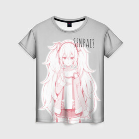 Женская футболка 3D с принтом Kawaii loli anime в Екатеринбурге, 100% полиэфир ( синтетическое хлопкоподобное полотно) | прямой крой, круглый вырез горловины, длина до линии бедер | anime | loli | manga | pink | sempai | senpai | аниме | лоли | манга | розовый | семпай | тян