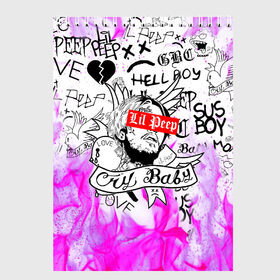 Скетчбук с принтом LIL PEEP в Екатеринбурге, 100% бумага
 | 48 листов, плотность листов — 100 г/м2, плотность картонной обложки — 250 г/м2. Листы скреплены сверху удобной пружинной спиралью | lil peep | lil prince | pink | зарубежная музыка | лил пип | маленький принц