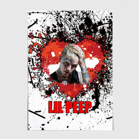 Постер с принтом Lil Peep в Екатеринбурге, 100% бумага
 | бумага, плотность 150 мг. Матовая, но за счет высокого коэффициента гладкости имеет небольшой блеск и дает на свету блики, но в отличии от глянцевой бумаги не покрыта лаком | lil | peep | автор | модель | певец | рэпер | хип хоп | эмо рэп.