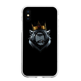 Чехол для iPhone XS Max матовый с принтом king в Екатеринбурге, Силикон | Область печати: задняя сторона чехла, без боковых панелей | для детей | для мальчиков | для мужиков | для мужчин | для парней | корона | медведь | россия | царь | черная