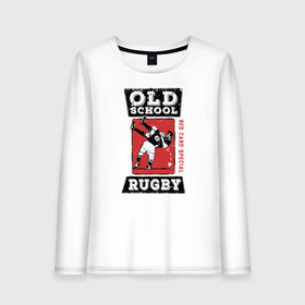 Женский лонгслив хлопок с принтом Old School Rugby в Екатеринбурге, 100% хлопок |  | Тематика изображения на принте: rugby | регби | спорт | футбол