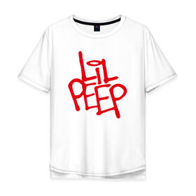 Мужская футболка хлопок Oversize с принтом LiL PEEP (НА СПИНЕ) в Екатеринбурге, 100% хлопок | свободный крой, круглый ворот, “спинка” длиннее передней части | Тематика изображения на принте: lil peep | lil prince | pink | зарубежная музыка | лил пип | маленький принц