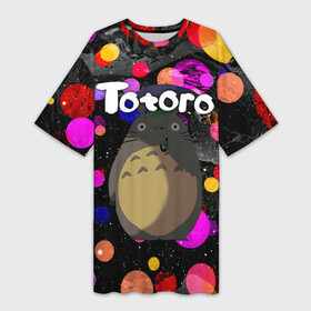 Платье-футболка 3D с принтом Totoro в Екатеринбурге,  |  | japan | my neighbor totoro | neighbor totoro | totoro | мой сосед тоторо | сосед тоторо | тоторо | япония