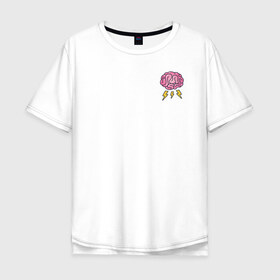 Мужская футболка хлопок Oversize с принтом мозг в Екатеринбурге, 100% хлопок | свободный крой, круглый ворот, “спинка” длиннее передней части | 14 февраля | день святого  валентина | любовь | парные | подарок