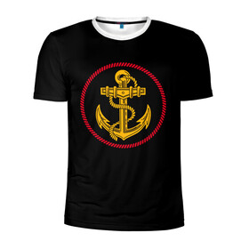 Мужская футболка 3D спортивная с принтом ВМФ в Екатеринбурге, 100% полиэстер с улучшенными характеристиками | приталенный силуэт, круглая горловина, широкие плечи, сужается к линии бедра | army | russia | water | армия | вмф | вода | военный | канат | капитан | корабль | море | морская пехота | моряк | мужик | мужчина | пехота | россия | символ | солдат | флот | якорь