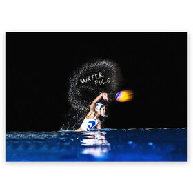 Поздравительная открытка с принтом Water polo в Екатеринбурге, 100% бумага | плотность бумаги 280 г/м2, матовая, на обратной стороне линовка и место для марки
 | polo | water polo | вода | водное поло | водный спорт | плавание | пловец | поло | спорт