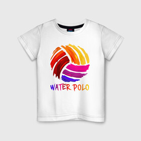 Детская футболка хлопок с принтом Мяч для водного поло в Екатеринбурге, 100% хлопок | круглый вырез горловины, полуприлегающий силуэт, длина до линии бедер | polo | water polo | вода | водное поло | водный спорт | плавание | пловец | поло | спорт