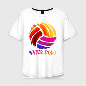 Мужская футболка хлопок Oversize с принтом Мяч для водного поло в Екатеринбурге, 100% хлопок | свободный крой, круглый ворот, “спинка” длиннее передней части | polo | water polo | вода | водное поло | водный спорт | плавание | пловец | поло | спорт