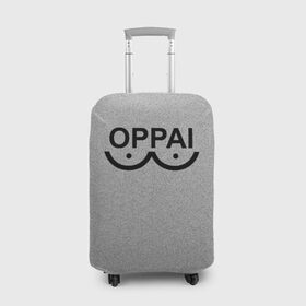 Чехол для чемодана 3D с принтом Оппай красно-серый в Екатеринбурге, 86% полиэфир, 14% спандекс | двустороннее нанесение принта, прорези для ручек и колес | one punch man | onepunchman | oppai | saitama | ван панч мен | ванпанчмен | макото миядзаки | сайтама | человек один удар