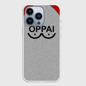 Чехол для iPhone 13 Pro с принтом Оппай красно серый в Екатеринбурге,  |  | one punch man | onepunchman | oppai | saitama | ван панч мен | ванпанчмен | макото миядзаки | сайтама | человек один удар