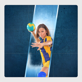 Магнитный плакат 3Х3 с принтом Гандболистка в Екатеринбурге, Полимерный материал с магнитным слоем | 9 деталей размером 9*9 см | hand ball | handball | play | игра | игра в ганбол | игра с мячом | мяч | руки | футбол