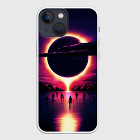 Чехол для iPhone 13 mini с принтом Retrowave   bleeding sun в Екатеринбурге,  |  | cosmos | dark all day | gunship | retro wave | retrowave | stars