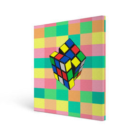 Холст квадратный с принтом Кубик Рубика в Екатеринбурге, 100% ПВХ |  | Тематика изображения на принте: игра | интеллект | куб | кубик | рубик | ум