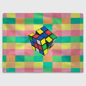 Плед 3D с принтом Кубик Рубика в Екатеринбурге, 100% полиэстер | закругленные углы, все края обработаны. Ткань не мнется и не растягивается | игра | интеллект | куб | кубик | рубик | ум