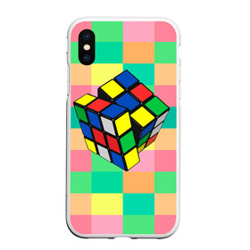 Чехол для iPhone XS Max матовый с принтом Кубик Рубика в Екатеринбурге, Силикон | Область печати: задняя сторона чехла, без боковых панелей | Тематика изображения на принте: игра | интеллект | куб | кубик | рубик | ум