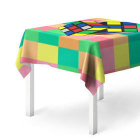 Скатерть 3D с принтом Кубик Рубика в Екатеринбурге, 100% полиэстер (ткань не мнется и не растягивается) | Размер: 150*150 см | игра | интеллект | куб | кубик | рубик | ум