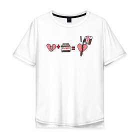 Мужская футболка хлопок Oversize с принтом NUTELLA в Екатеринбурге, 100% хлопок | свободный крой, круглый ворот, “спинка” длиннее передней части | 14 февраля | антивалентин | день святого  валентина | любовь | подарок