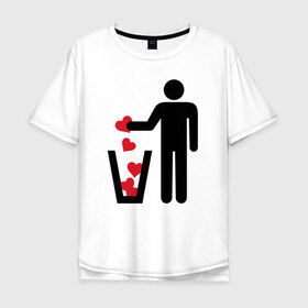 Мужская футболка хлопок Oversize с принтом много сердец в Екатеринбурге, 100% хлопок | свободный крой, круглый ворот, “спинка” длиннее передней части | 14 февраля | антивалентин | день святого  валентина | любовь | подарок