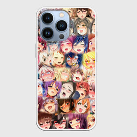 Чехол для iPhone 13 Pro с принтом MANY FACES OF AHEGAO color в Екатеринбурге,  |  | ahegao | anime | manga | neko | o face | аниме | ахегао | девушки | иероглифы | картинки | коллаж | лица | манга | тян | тянки | язык