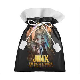 Подарочный 3D мешок с принтом Jinx в Екатеринбурге, 100% полиэстер | Размер: 29*39 см | Тематика изображения на принте: jinx | kda | league | lol | moba | pentakill | riot | rise | rus | skins | варвик | варус | воин | легенд | лига | лол | маг | стрелок | танк | чемпион