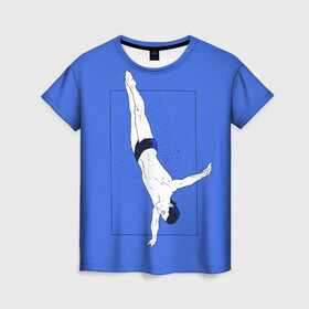 Женская футболка 3D с принтом Dive в Екатеринбурге, 100% полиэфир ( синтетическое хлопкоподобное полотно) | прямой крой, круглый вырез горловины, длина до линии бедер | cliff diving | dive | diving | swimming | плавание | прыжки в воду | спорт