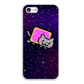 Чехол для iPhone 5/5S матовый с принтом Nyan Cat в Екатеринбурге, Силикон | Область печати: задняя сторона чехла, без боковых панелей | Тематика изображения на принте: cat | meme | nyan cat | space | youtube | животное | звезды | интернет | космос | кошка | мем | прикол | радуга | юмор | ютуб