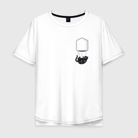 Мужская футболка хлопок Oversize с принтом Кот в Екатеринбурге, 100% хлопок | свободный крой, круглый ворот, “спинка” длиннее передней части | забавная | карман | кот