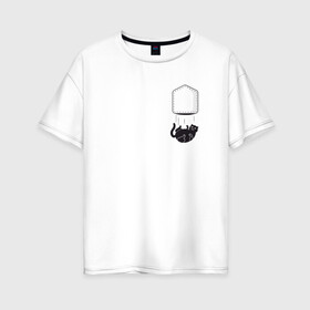 Женская футболка хлопок Oversize с принтом Кот в Екатеринбурге, 100% хлопок | свободный крой, круглый ворот, спущенный рукав, длина до линии бедер
 | забавная | карман | кот