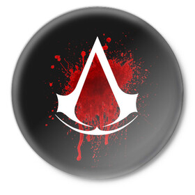 Значок с принтом Assassins Creed в Екатеринбурге,  металл | круглая форма, металлическая застежка в виде булавки | анимус | ассасина | дезмонд | кредо | крестовый | майлс | тамплиер