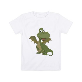 Детская футболка хлопок с принтом дракончик в Екатеринбурге, 100% хлопок | круглый вырез горловины, полуприлегающий силуэт, длина до линии бедер | 