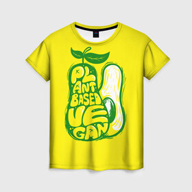 Женская футболка 3D с принтом Веган Авокадо  в Екатеринбурге, 100% полиэфир ( синтетическое хлопкоподобное полотно) | прямой крой, круглый вырез горловины, длина до линии бедер | avocado | based | food | plant | vegan | vegetable | авокадо | веган | для девочек | для фитнеса | женская | зож | кето | купить | мужская | пища | растительная | с авокадо | с надписью | с принтом | тренер | фитнес