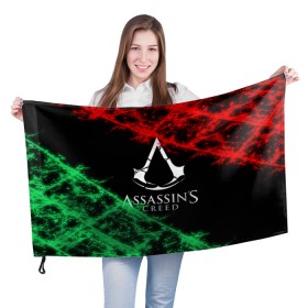 Флаг 3D с принтом Assassins Creed в Екатеринбурге, 100% полиэстер | плотность ткани — 95 г/м2, размер — 67 х 109 см. Принт наносится с одной стороны | 