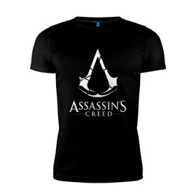 Мужская футболка премиум с принтом Assassins Creed в Екатеринбурге, 92% хлопок, 8% лайкра | приталенный силуэт, круглый вырез ворота, длина до линии бедра, короткий рукав | Тематика изображения на принте: mmorpg | rogue | асасин | асассин | ассасин крид | ассассин
