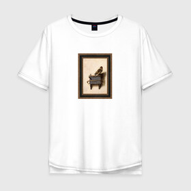 Мужская футболка хлопок Oversize с принтом The Goldfinch в Екатеринбурге, 100% хлопок | свободный крой, круглый ворот, “спинка” длиннее передней части | the goldfinch | акварель | арт | голландский | животные | искусство | карел | картина | минимализм | рисунок | стиль | фабрициус | художник | щегол