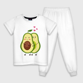 Детская пижама хлопок с принтом Влюбленные Веганы Авокадо в Екатеринбурге, 100% хлопок |  брюки и футболка прямого кроя, без карманов, на брюках мягкая резинка на поясе и по низу штанин
 | Тематика изображения на принте: 14 февраля | avocado | based | plant | vegan | авокадо | валентина | веган | влюбленный | день | диета | для девочек | для фитнеса | женская | зож | кето | кето диета | купить | мужская | с авокадо | с принтом | фитнес