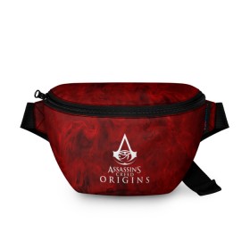 Поясная сумка 3D с принтом Assassin’s Creed Origins в Екатеринбурге, 100% полиэстер | плотная ткань, ремень с регулируемой длиной, внутри несколько карманов для мелочей, основное отделение и карман с обратной стороны сумки застегиваются на молнию | 