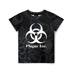 Детская футболка 3D с принтом PLAGUE INC. в Екатеринбурге, 100% гипоаллергенный полиэфир | прямой крой, круглый вырез горловины, длина до линии бедер, чуть спущенное плечо, ткань немного тянется | molecule | plague inc | абстракция | бактерии | вирус | клетки | медицина | микробы | молекулы | наука | нейрон | нейроны | планета | текстура | текстуры | формула