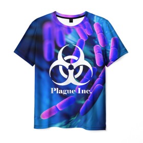 Мужская футболка 3D с принтом PLAGUE INC. в Екатеринбурге, 100% полиэфир | прямой крой, круглый вырез горловины, длина до линии бедер | Тематика изображения на принте: molecule | plague inc | абстракция | бактерии | вирус | клетки | медицина | микробы | молекулы | наука | нейрон | нейроны | планета | текстура | текстуры | формула