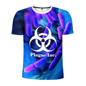 Мужская футболка 3D спортивная с принтом PLAGUE INC. в Екатеринбурге, 100% полиэстер с улучшенными характеристиками | приталенный силуэт, круглая горловина, широкие плечи, сужается к линии бедра | molecule | plague inc | абстракция | бактерии | вирус | клетки | медицина | микробы | молекулы | наука | нейрон | нейроны | планета | текстура | текстуры | формула