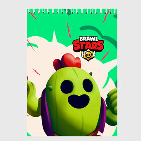 Скетчбук с принтом BRAWL STARS SPIKE в Екатеринбурге, 100% бумага
 | 48 листов, плотность листов — 100 г/м2, плотность картонной обложки — 250 г/м2. Листы скреплены сверху удобной пружинной спиралью | brawlstars | crow | leon | leonskin | mike | mr p | sally | shark | spike | битваогней | бравлстарc | бравлстарз | динамайк | игра | игры | леон | мистер пи | мультик | спайк | старз